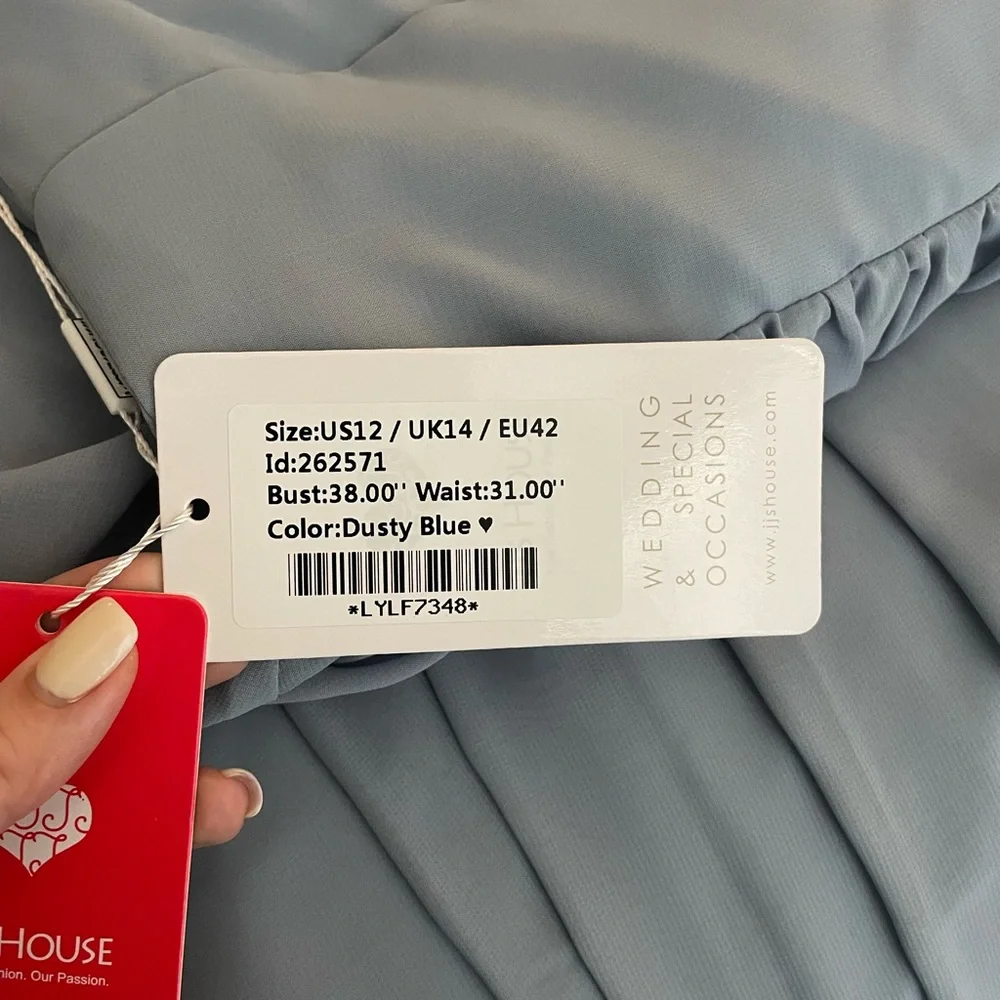 NWT- Dusty Blue Chiffon Bridesmaid Dress - JJ’s Warehouse - Picture 4 of 7